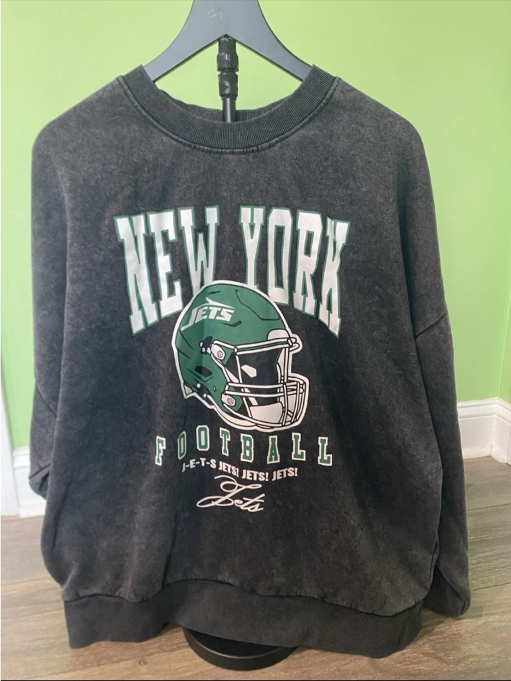 New York Jets Black Graphic Crewneck Sweatshirt